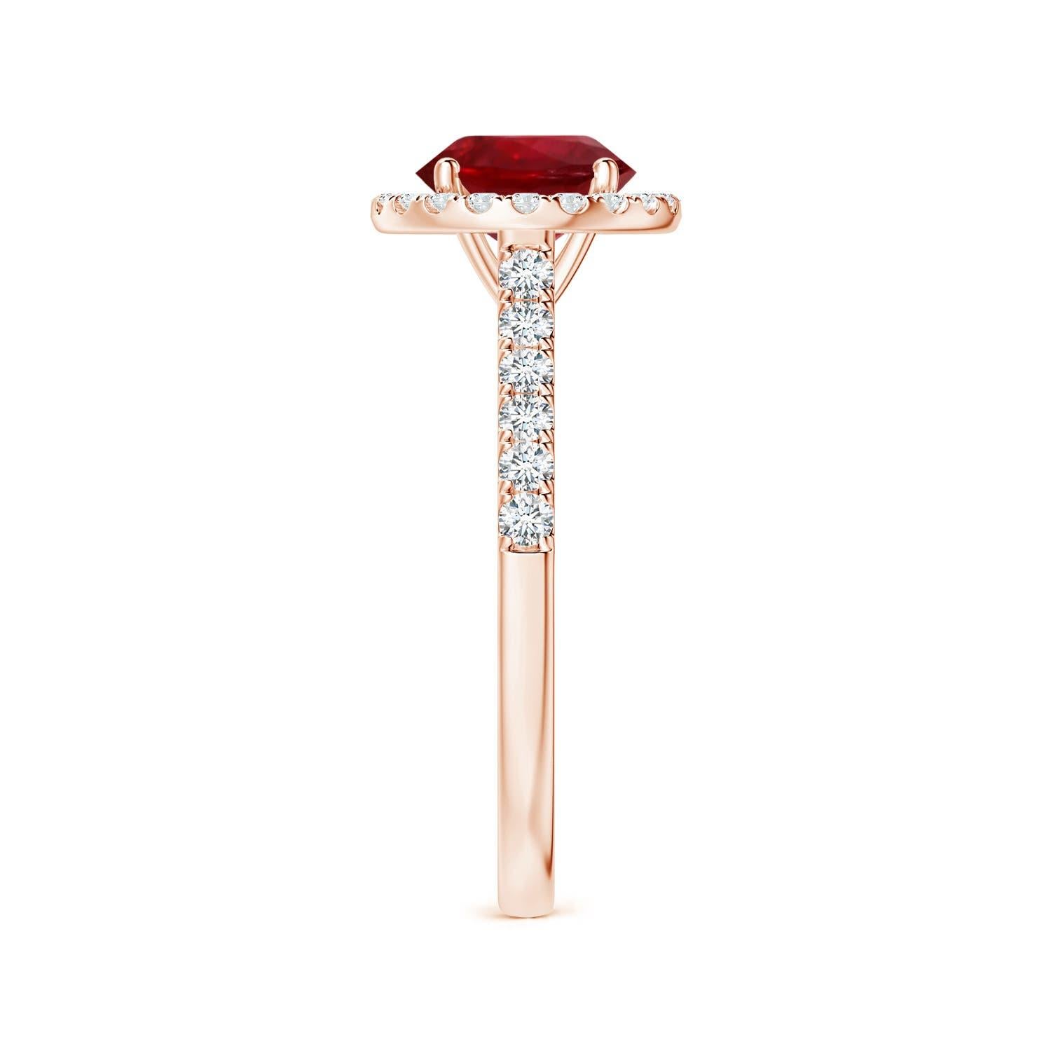 ANGARA GIA Certified Natural 1.54ct Ruby Halo Ring with Diamond in Rose Gold 4