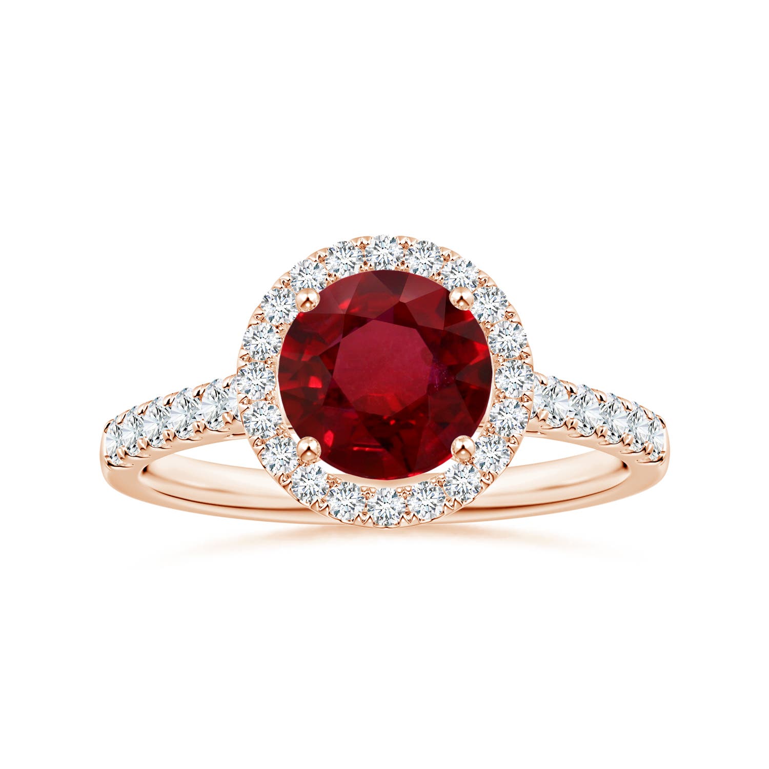 ANGARA Bague en or rose avec halo de rubis naturel certifié GIA de 1,54 carat et diamants