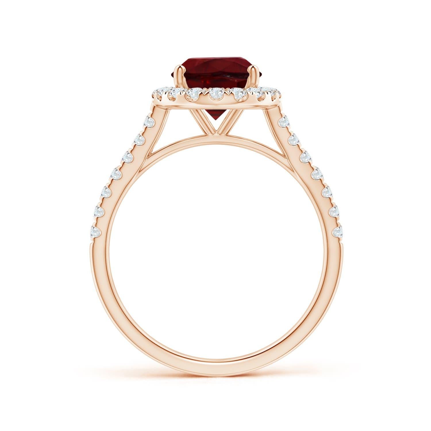 For Sale:  Angara Gia Certified Natural Ruby Halo Ring in Rose Gold with Diamonds 2