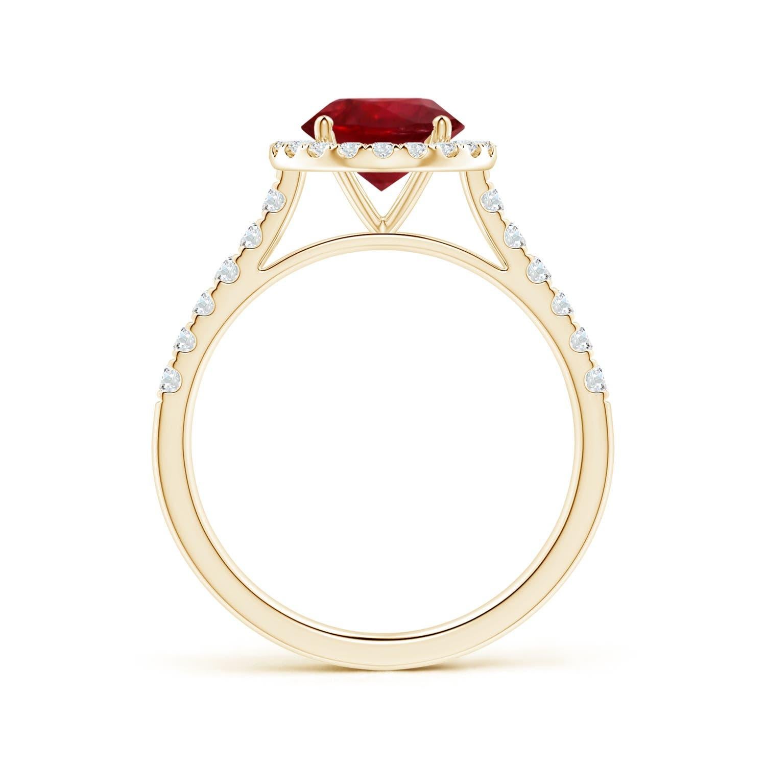 For Sale:  ANGARA GIA Certified Natural 1.54ct Ruby Halo Ring with Diamond in Yellow Gold 3