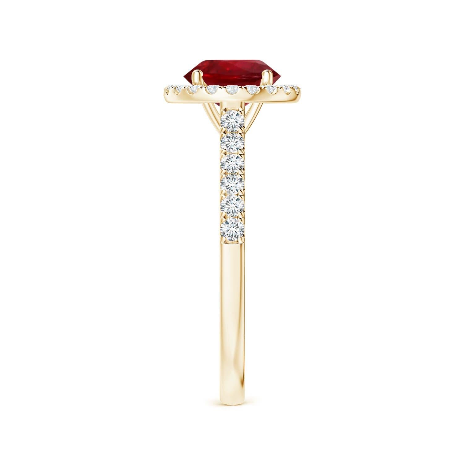 For Sale:  ANGARA GIA Certified Natural 1.54ct Ruby Halo Ring with Diamond in Yellow Gold 4