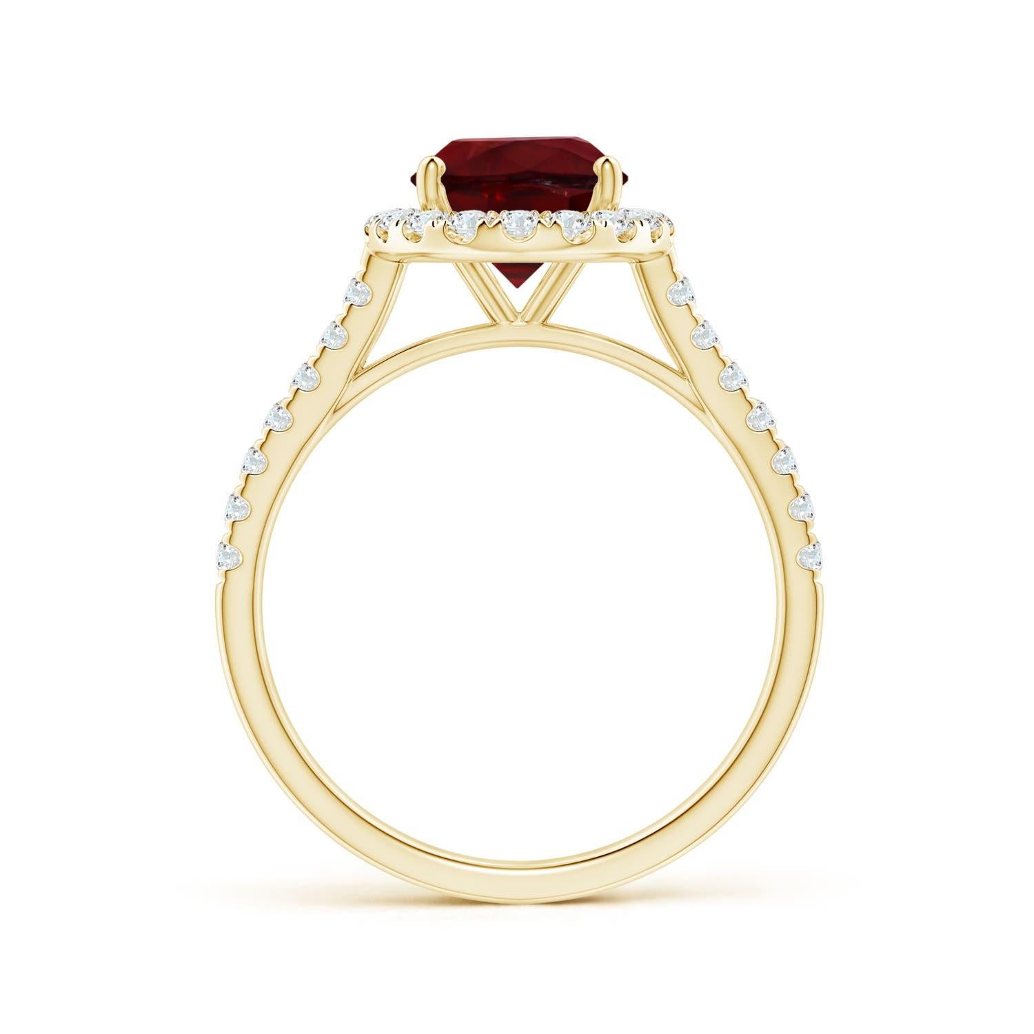 For Sale:  Angara GIA Certified Natural Ruby Halo Ring in Yellow Gold with Diamonds 2