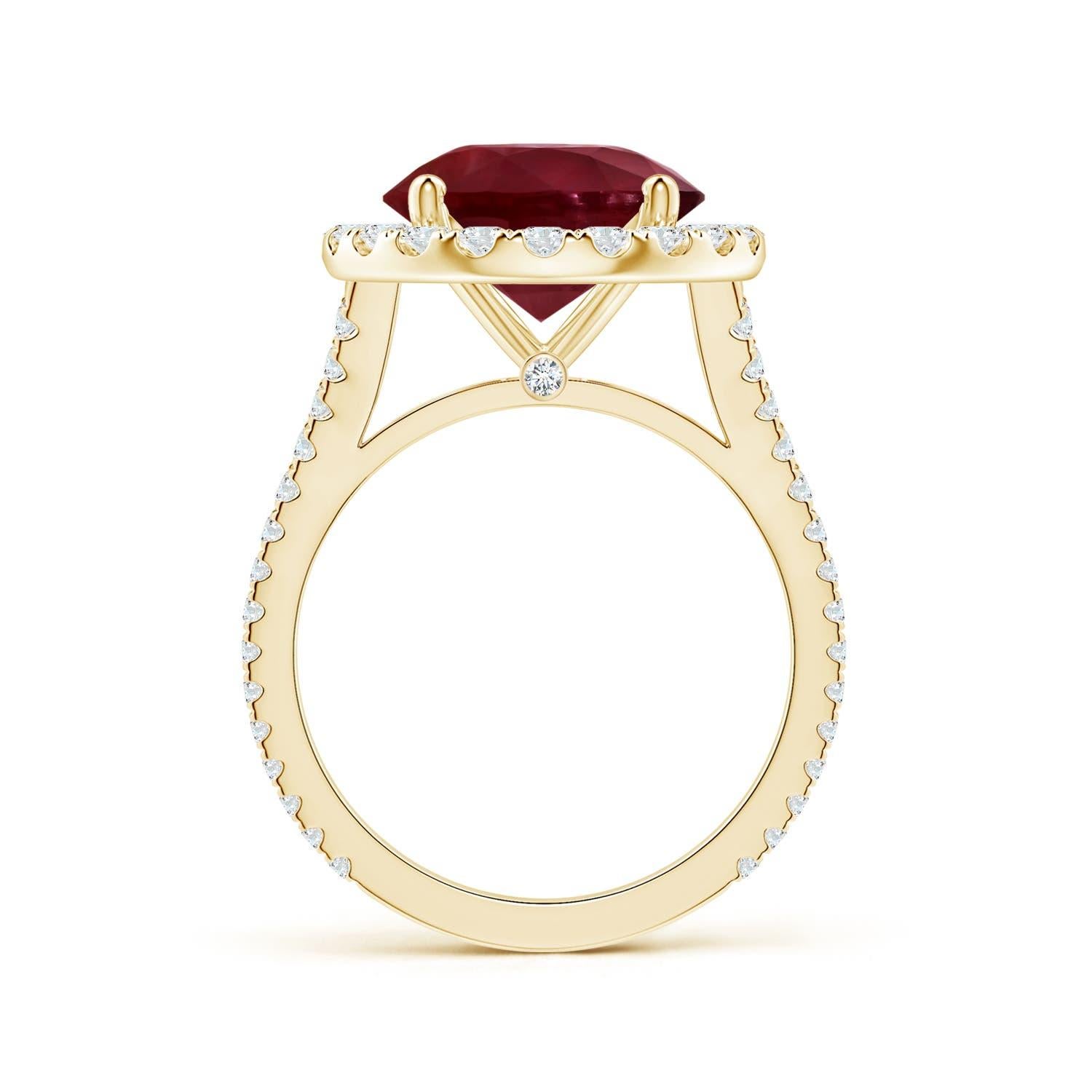 Im Angebot: ANGARA GIA zertifizierter natürlicher Rubin-Halo-Ring aus Gelbgold mit Diamanten () 2