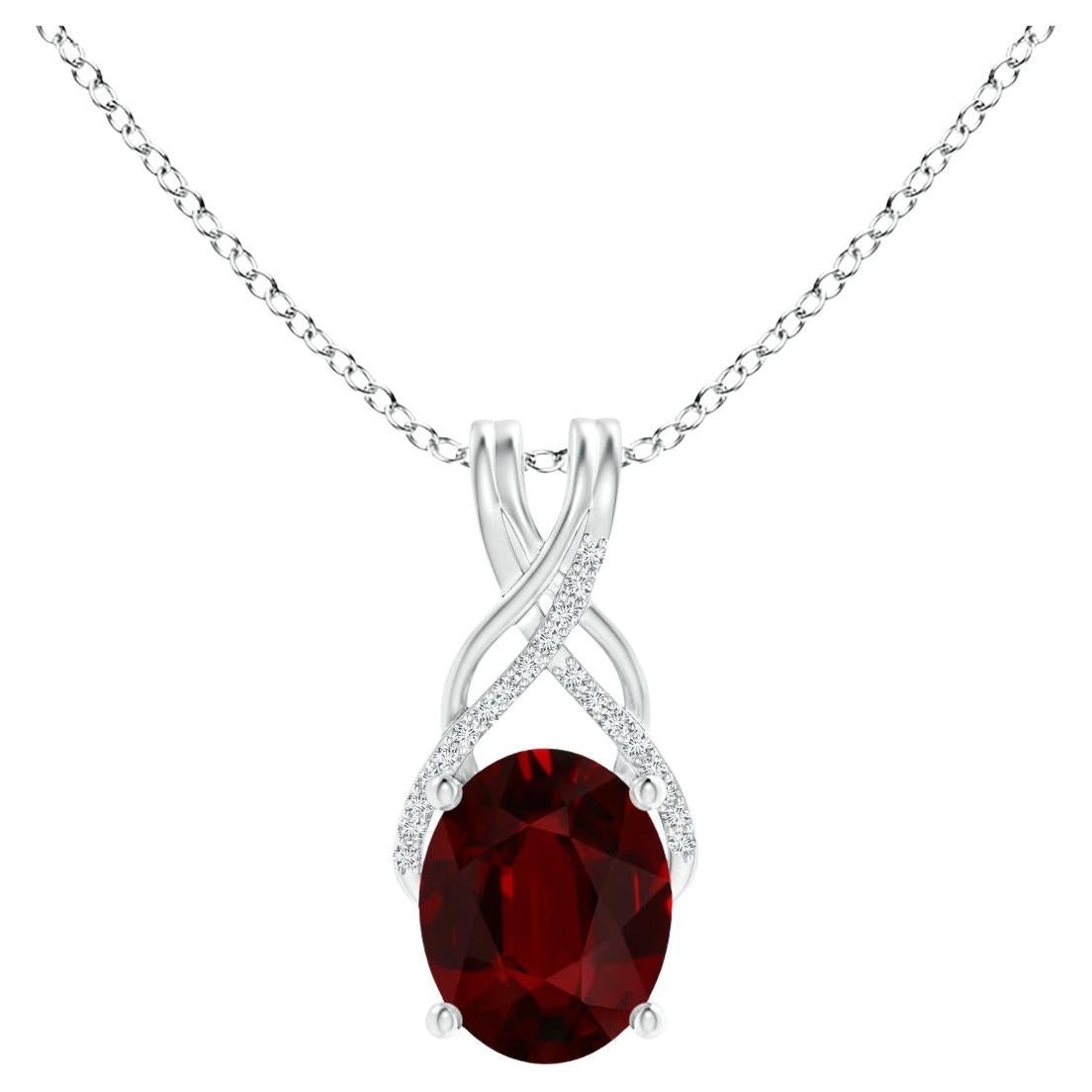 ANGARA GIA Certified Natural Ruby Platinum Pendant Necklace with Diamonds For Sale