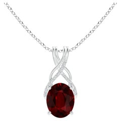 ANGARA GIA Certified Natural Ruby Platinum Pendant Necklace with Diamonds