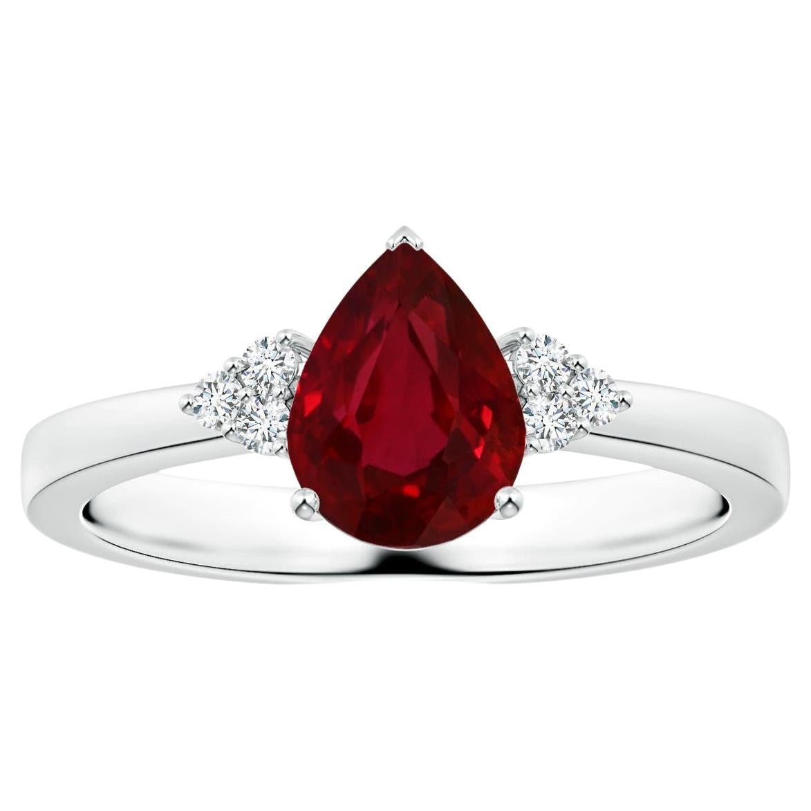 ANGARA Bague en platine avec rubis naturel certifié GIA et diamants