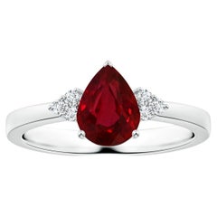 ANGARA GIA zertifizierter natürlicher Rubin-Ring aus Platin mit Diamanten