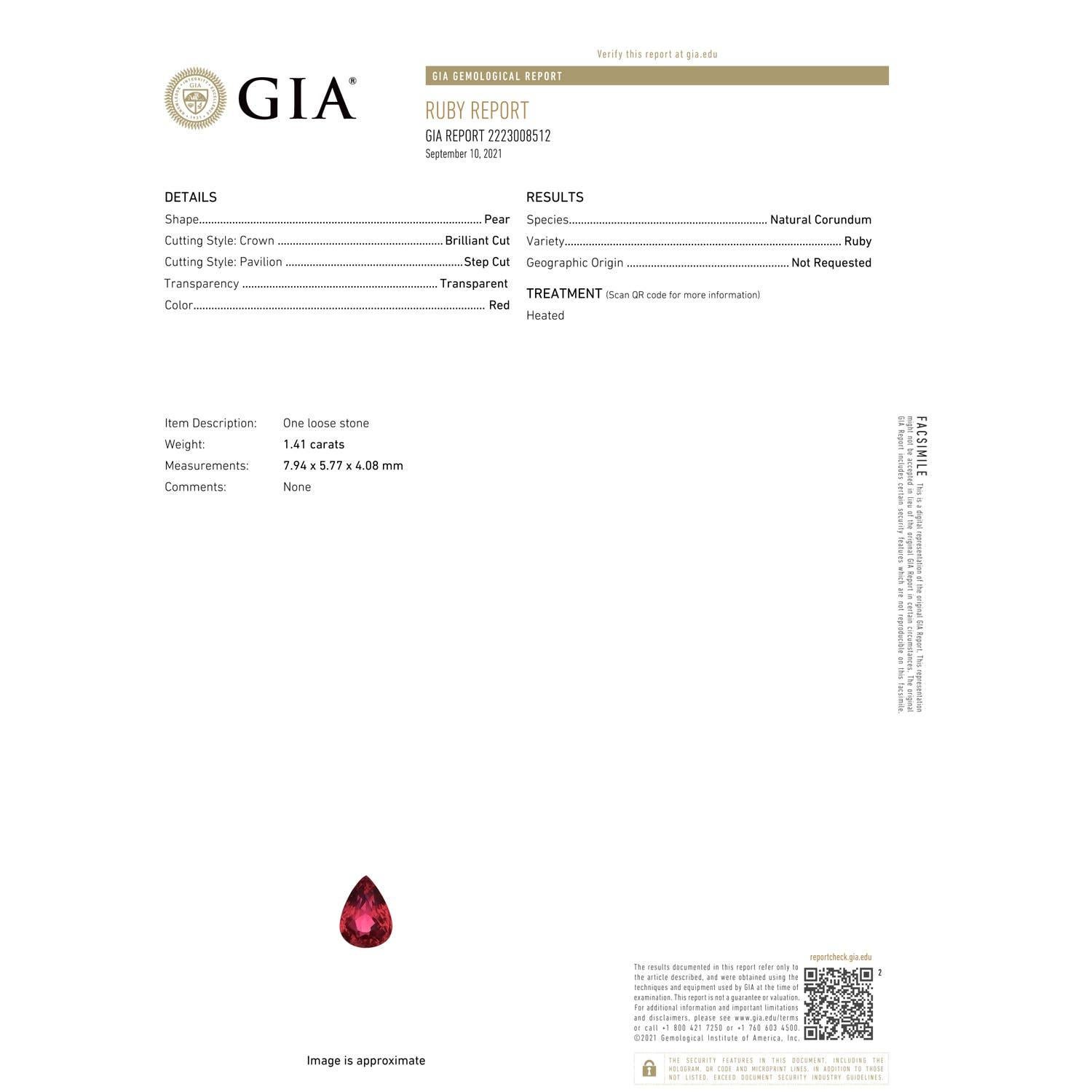 ANGARA Anillo de Rubí Natural Certificado GIA en Oro Rosa con Diamantes  3