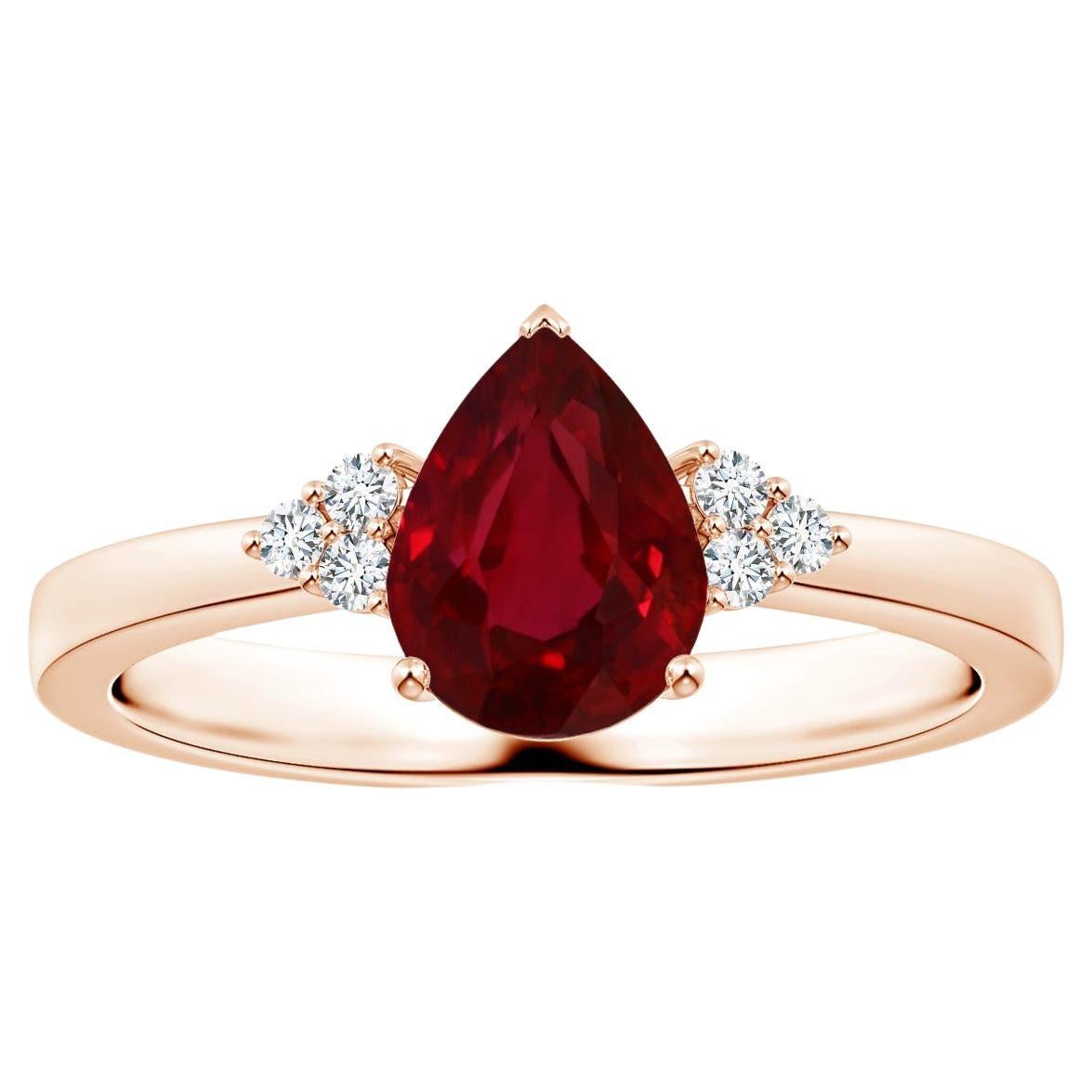 ANGARA GIA Certified Natural Ruby Ring in Rose Gold with Diamonds