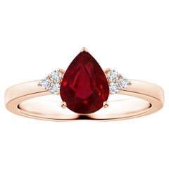ANGARA Anillo de Rubí Natural Certificado GIA en Oro Rosa con Diamantes
