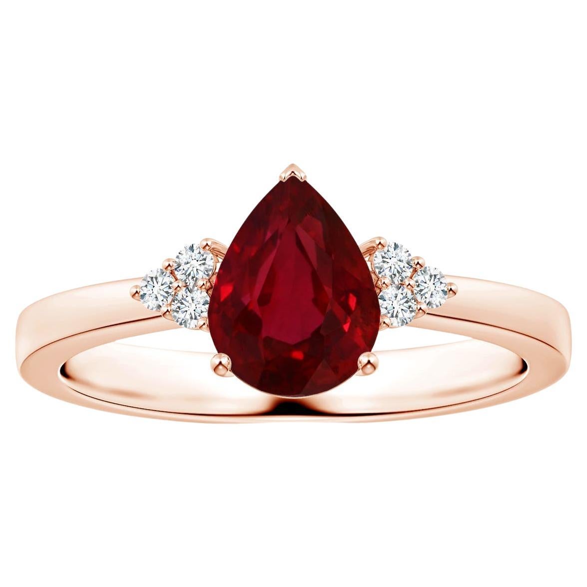 ANGARA Bague en or rose avec rubis naturel certifié GIA et diamants