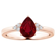 ANGARA Bague en or rose avec rubis naturel certifié GIA et diamants