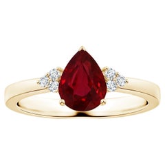 Angara Gia Certified Natural Ruby Ring in Yellow Gold with Diamonds