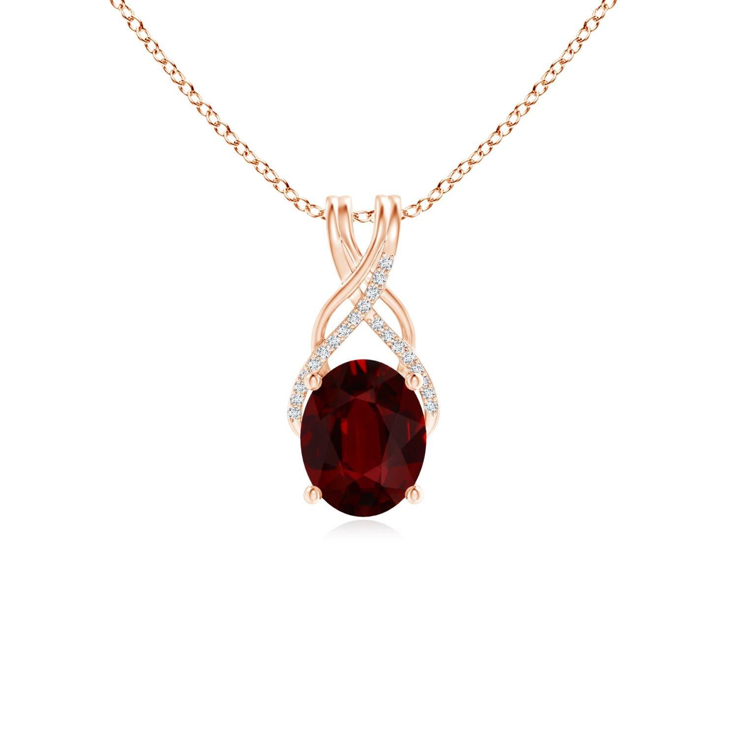 ANGARA GIA Certified Natural Ruby Rose Gold Pendant Necklace with Diamonds For Sale