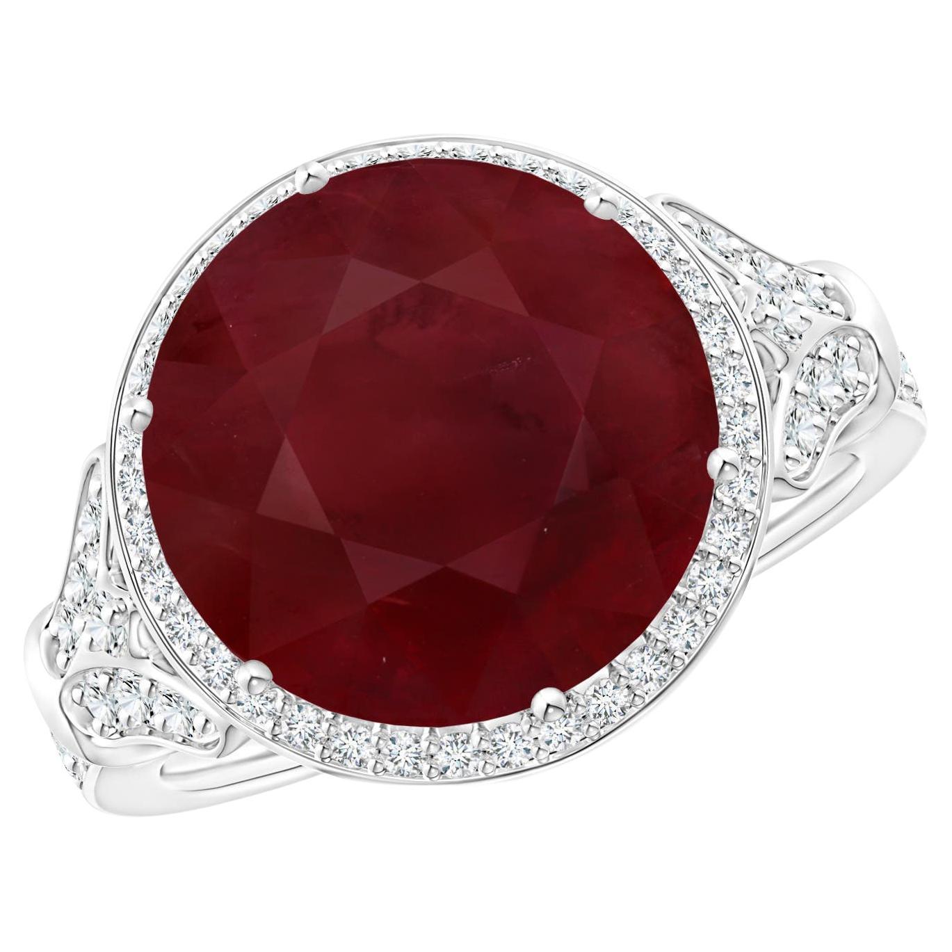 GIA Certified Natural Ruby Vintage Style Cocktail Ring in White Gold