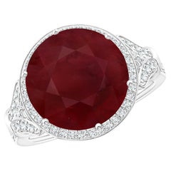 GIA Certified Natural Ruby Vintage Style Cocktail Ring in White Gold