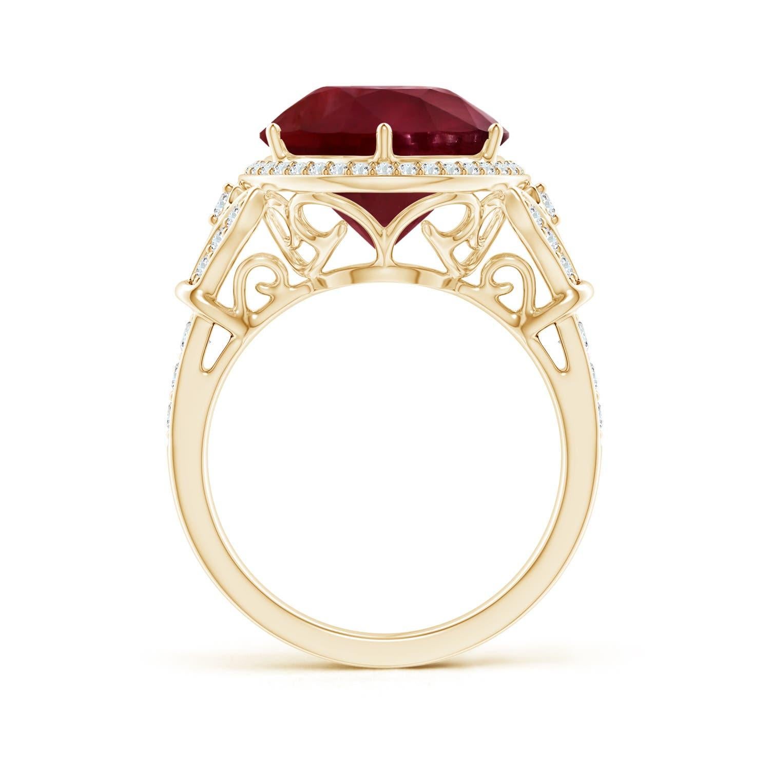 For Sale:  Angara Gia Certified Natural Ruby Vintage Style Cocktail Ring in Yellow Gold 2