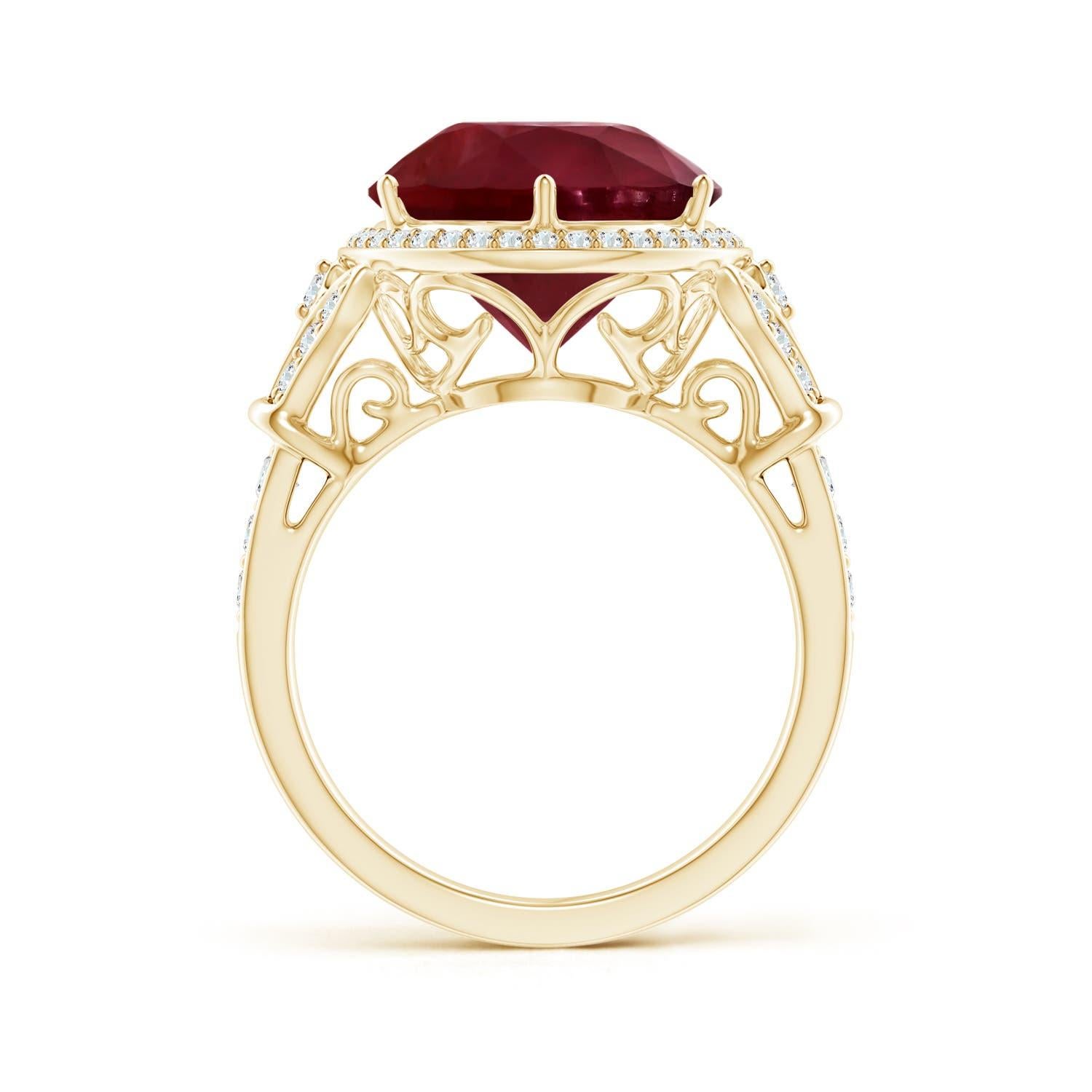 GIA Certified Natural Ruby Vintage Style Cocktail Ring in Yellow Gold 2