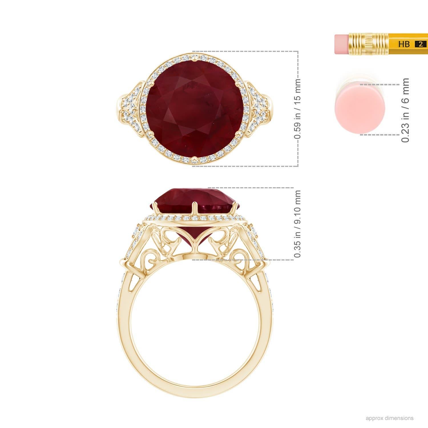 For Sale:  Angara Gia Certified Natural Ruby Vintage Style Cocktail Ring in Yellow Gold 4