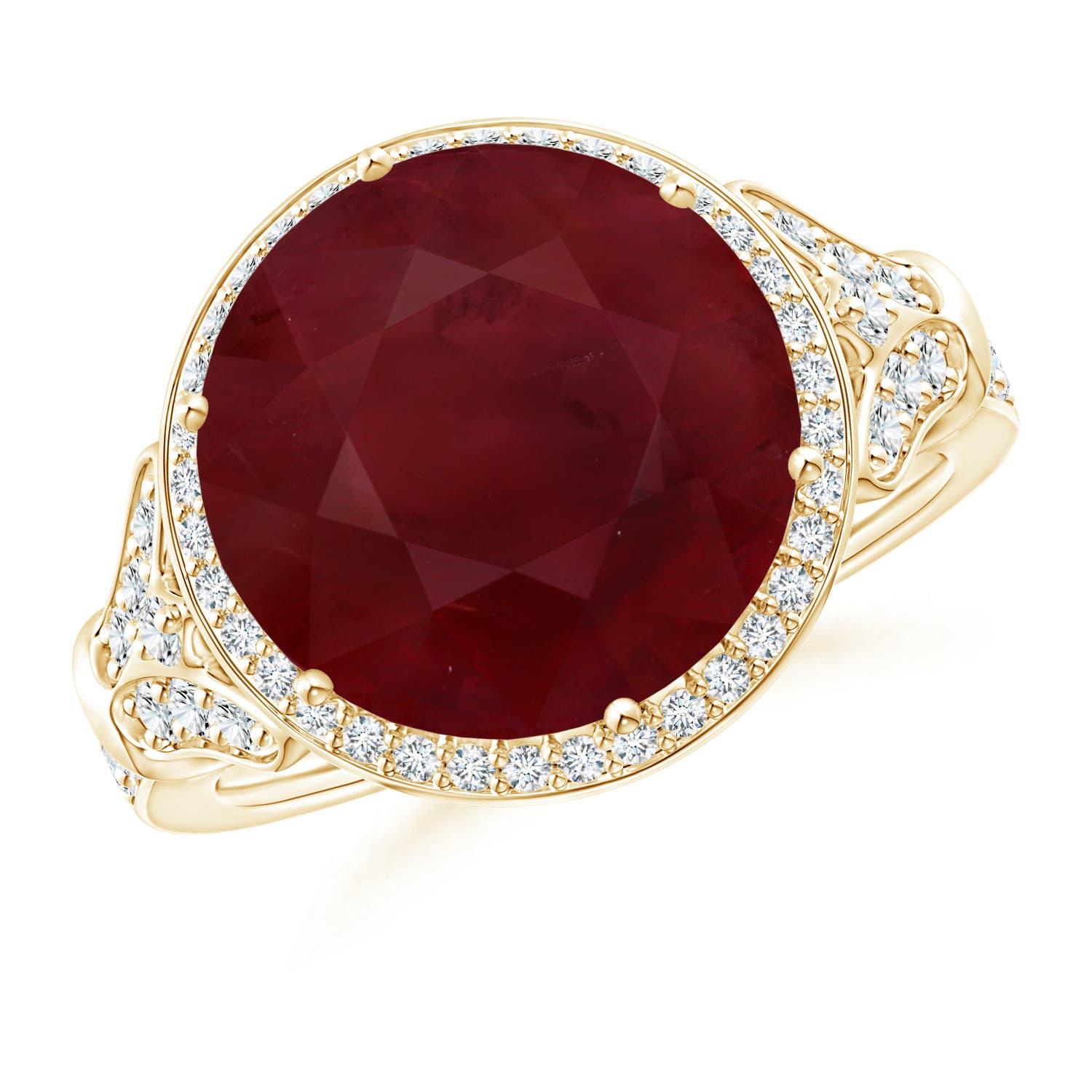 For Sale:  GIA Certified Natural Ruby Vintage Style Cocktail Ring in Yellow Gold