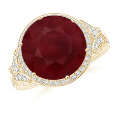 GIA Certified Natural Ruby Vintage Style Cocktail Ring in Yellow Gold