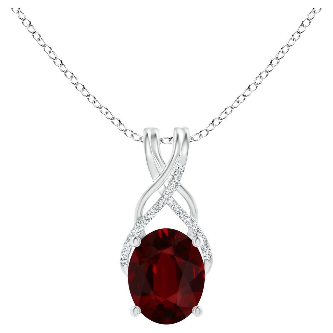 ANGARA Collar Colgante de Oro Blanco con Diamantes y Rubí Natural Certificado GIA