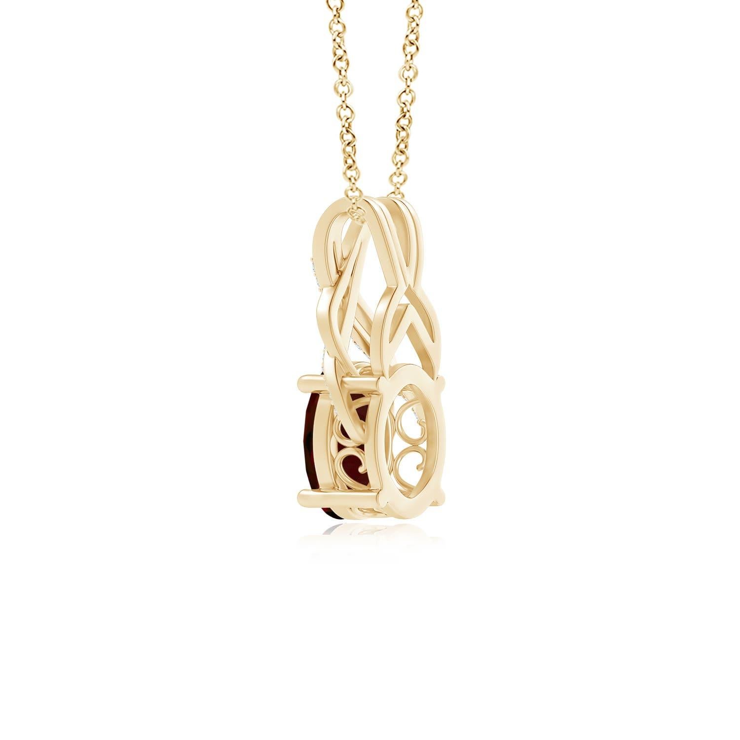 Modern ANGARA GIA Certified Natural Ruby Yellow Gold Pendant Necklace with Diamonds For Sale