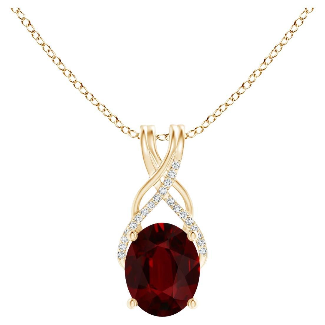 ANGARA GIA zertifizierte Halskette mit Anhänger aus Gelbgold mit natürlichem Rubin und Diamanten im Angebot