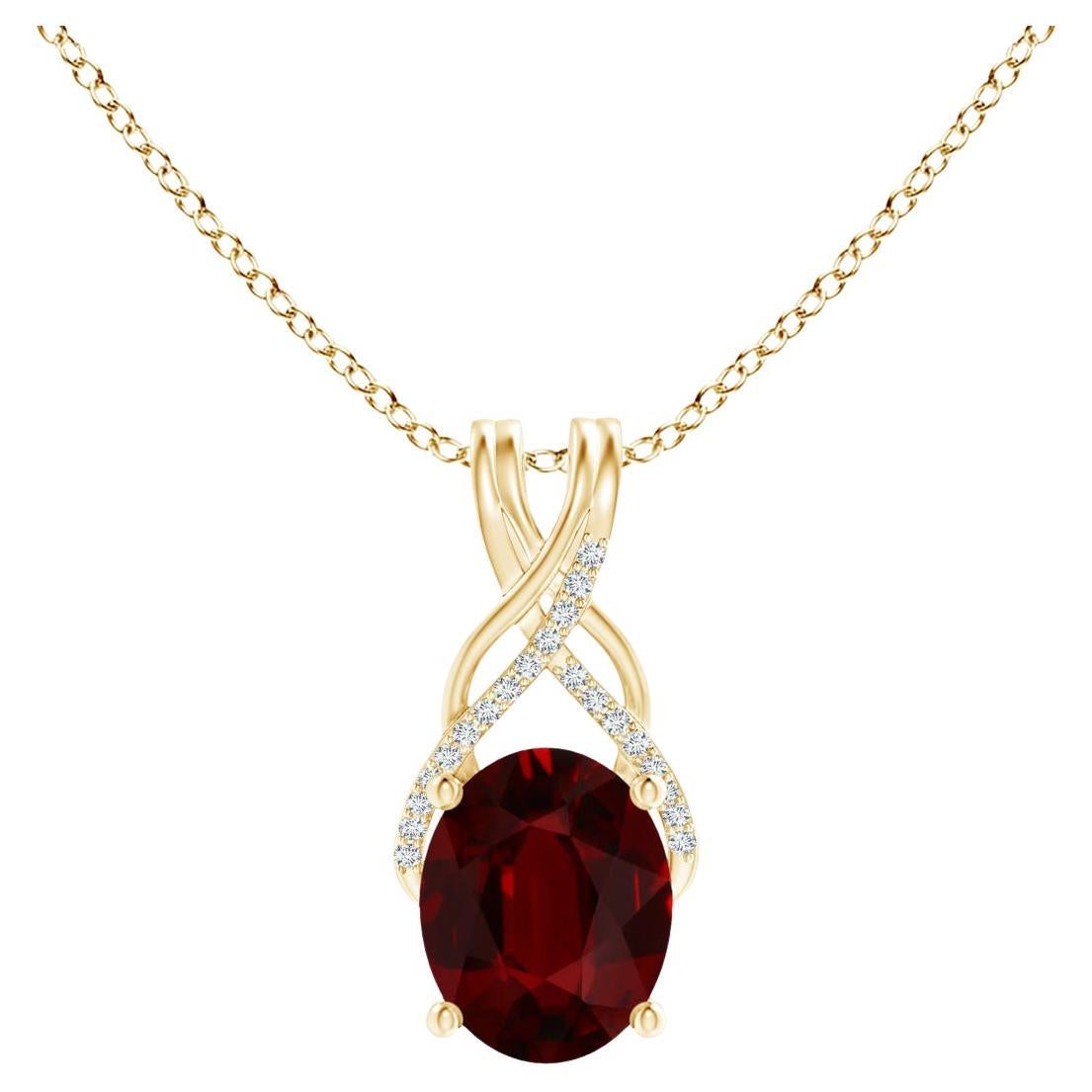 ANGARA GIA Certified Natural Ruby Yellow Gold Pendant Necklace with Diamonds For Sale