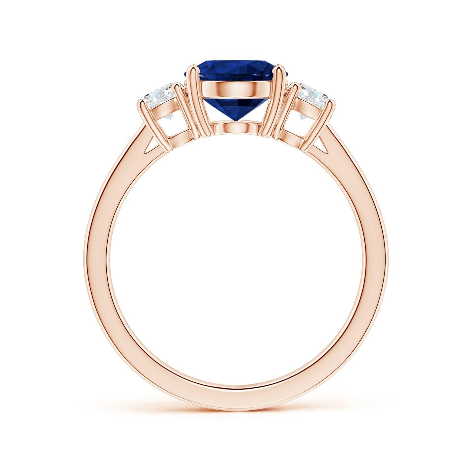 For Sale:  ANGARA GIA Certified Natural Sapphire 3-Stone Ring in Rose Gold with Diamonds 2