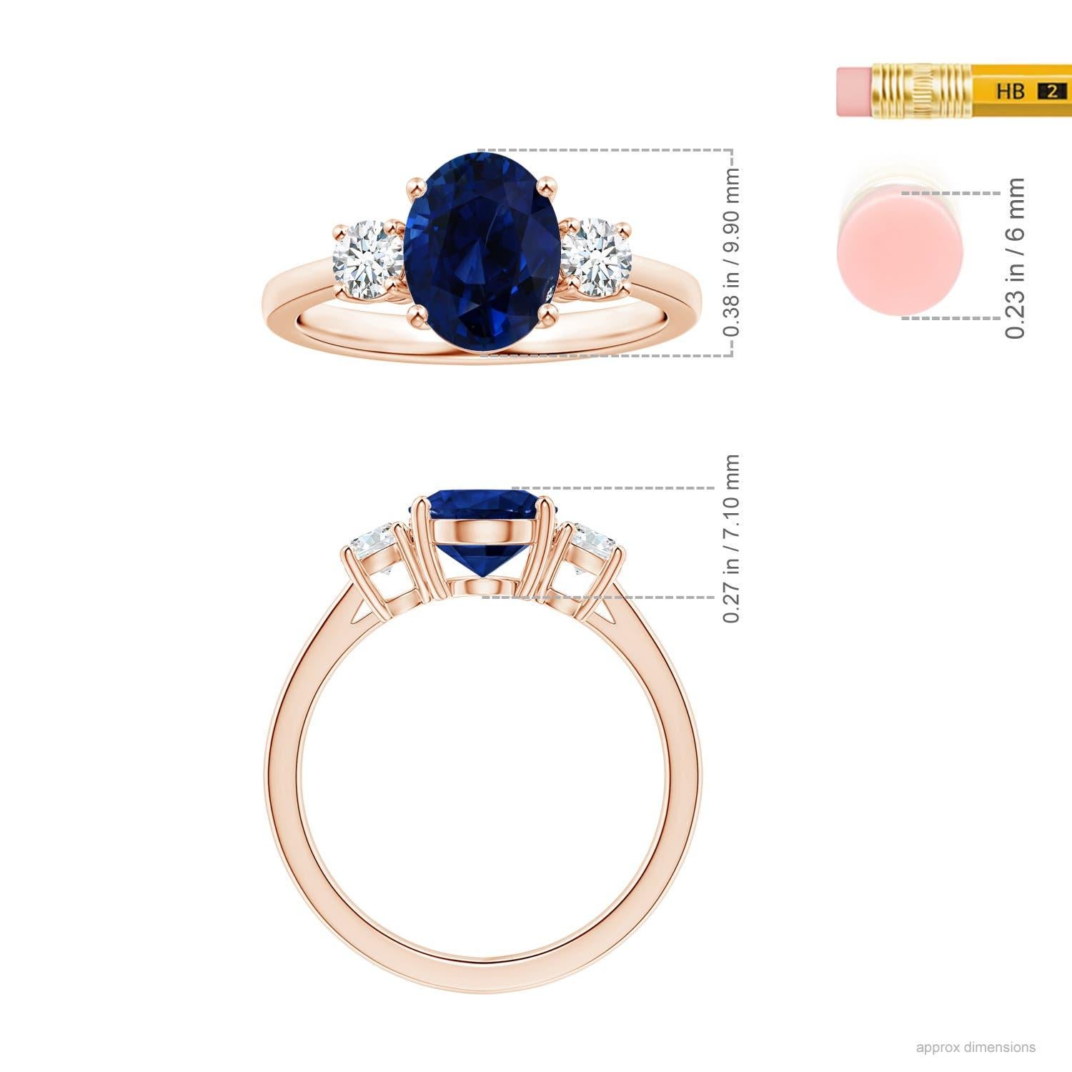 For Sale:  ANGARA GIA Certified Natural Sapphire 3-Stone Ring in Rose Gold with Diamonds 5