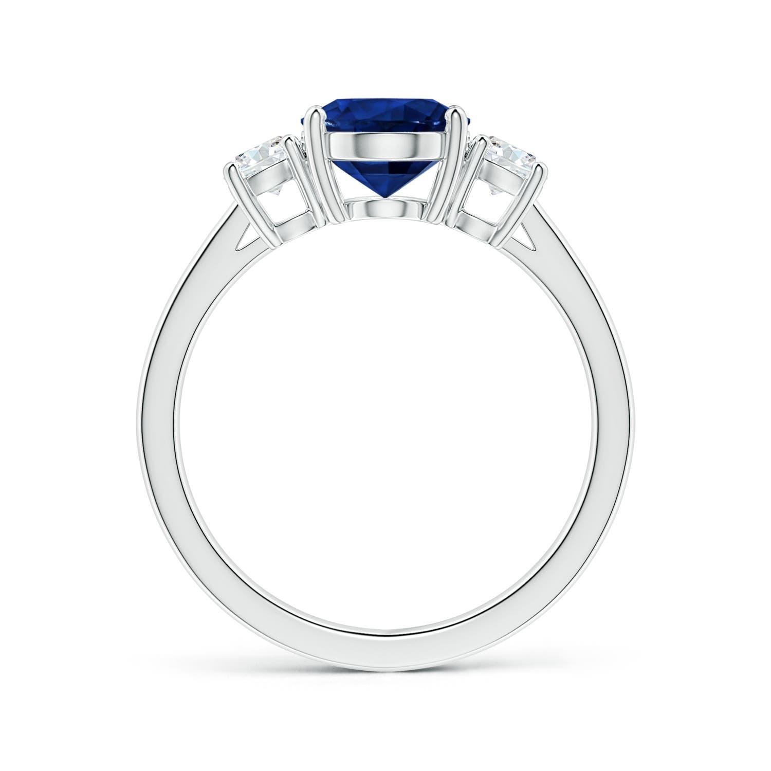 For Sale:  ANGARA GIA Certified Natural Sapphire 3-Stone Ring in White Gold with Diamonds 2