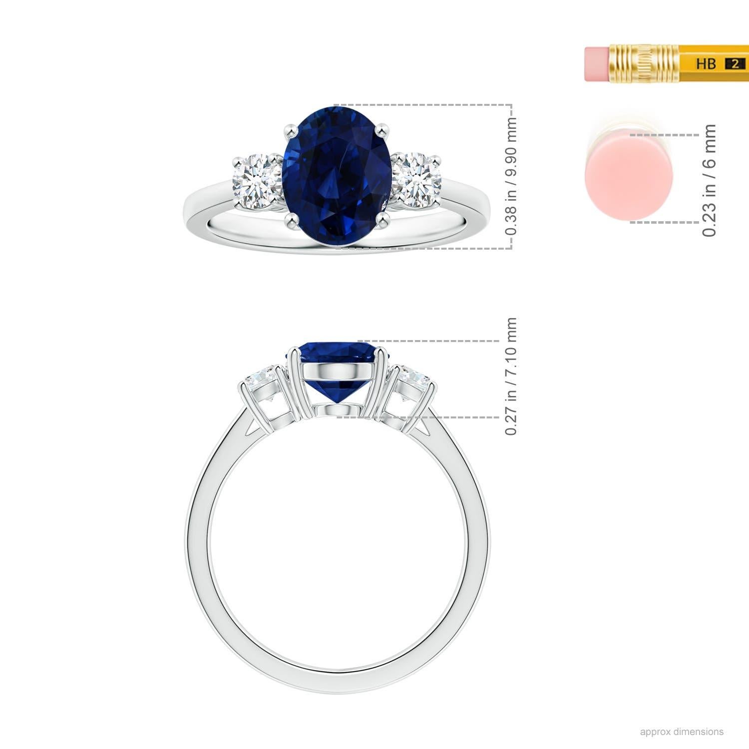 For Sale:  ANGARA GIA Certified Natural Sapphire 3-Stone Ring in White Gold with Diamonds 5