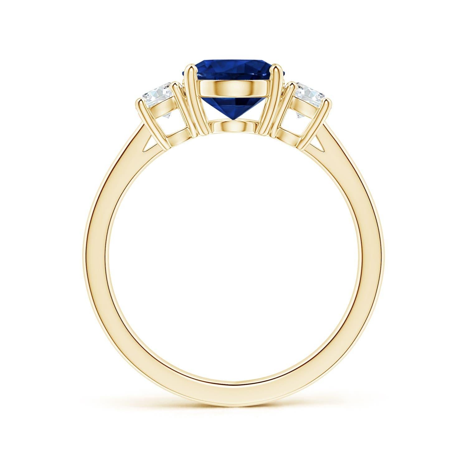 For Sale:  ANGARA GIA Certified Natural Sapphire 3-Stone Ring in Yellow Gold with Diamonds 2
