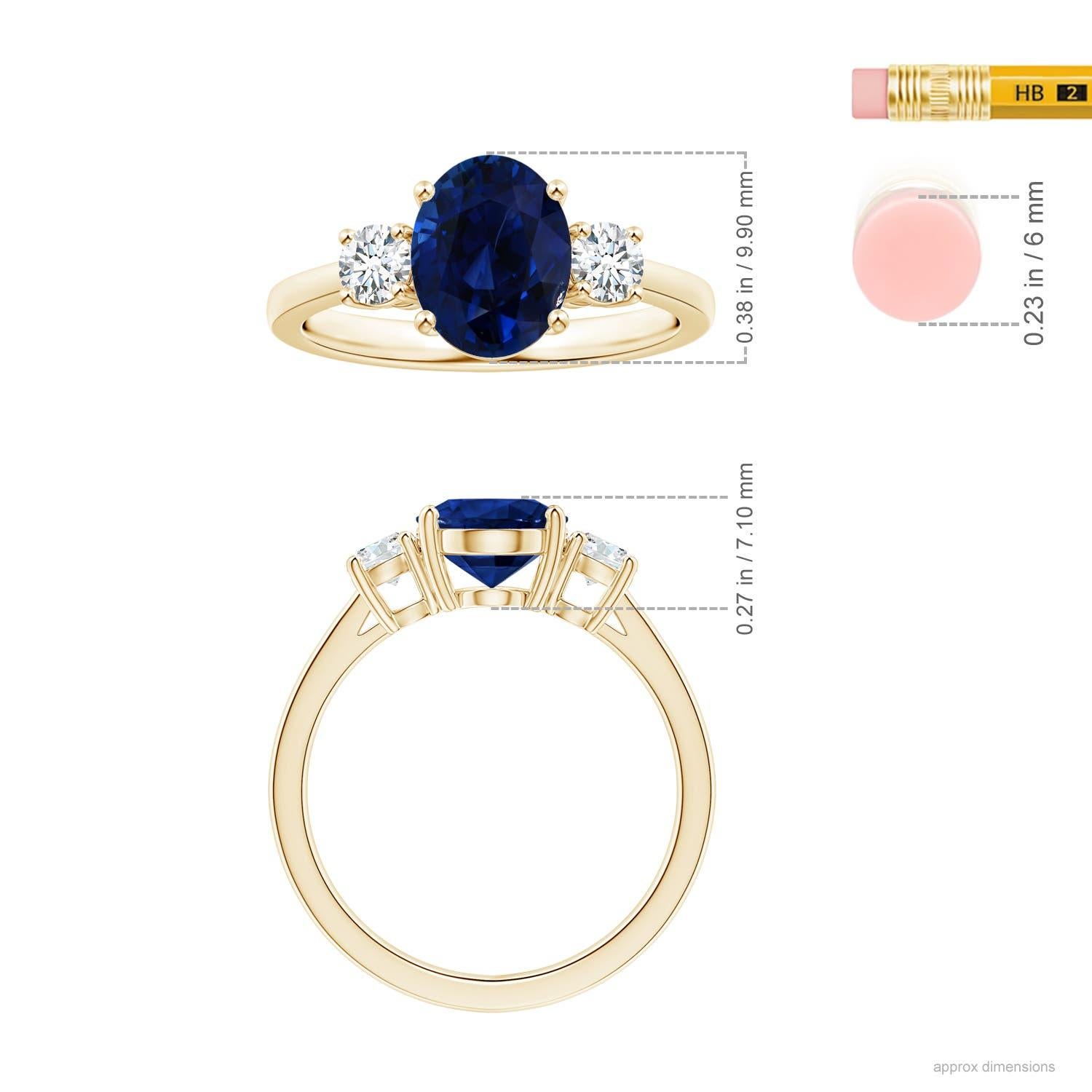 For Sale:  ANGARA GIA Certified Natural Sapphire 3-Stone Ring in Yellow Gold with Diamonds 5