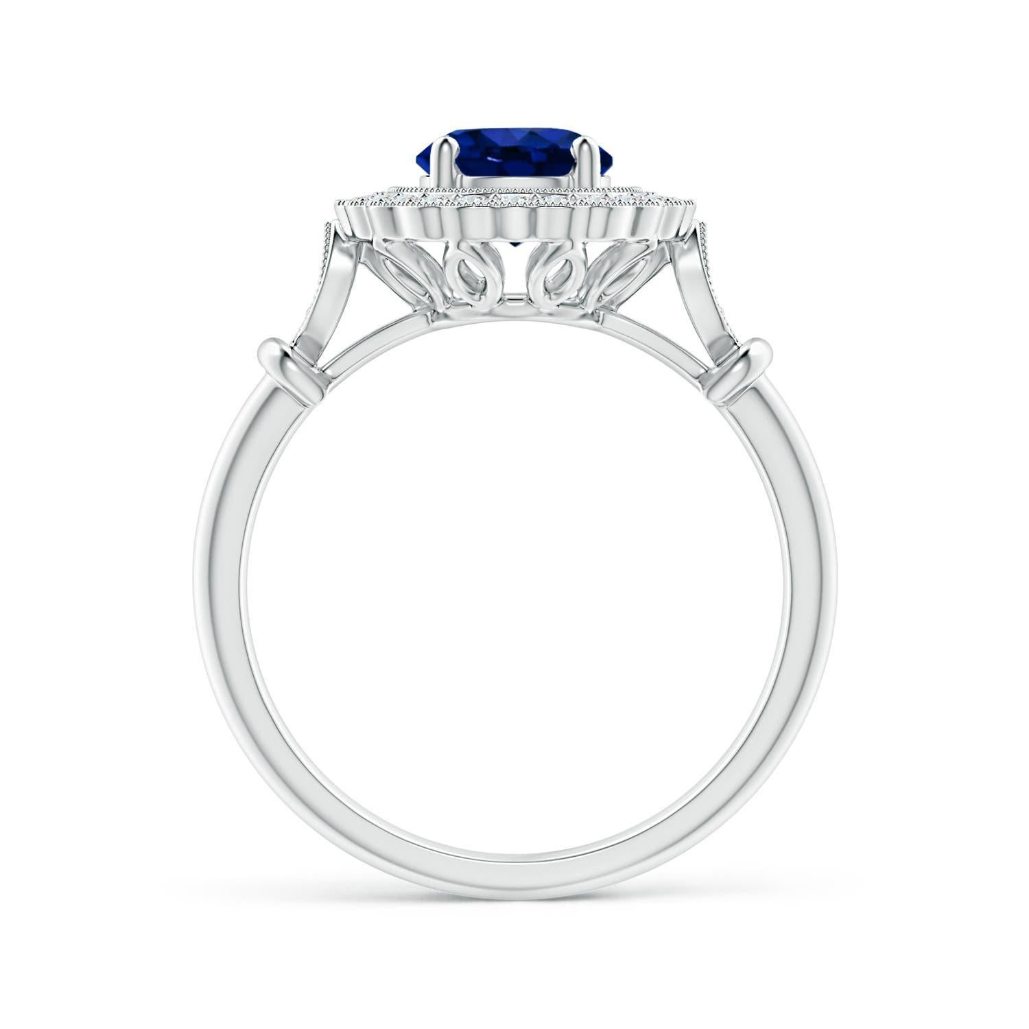For Sale:  GIA Certified Natural Sapphire Art Deco Inspired Halo Ring in White Gold 2