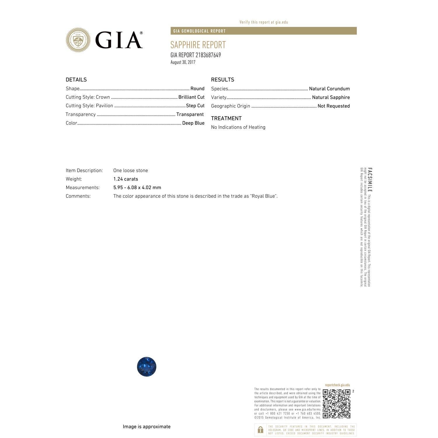 GIA Certified Natural Sapphire Art Deco Inspired Halo Ring in White Gold 3