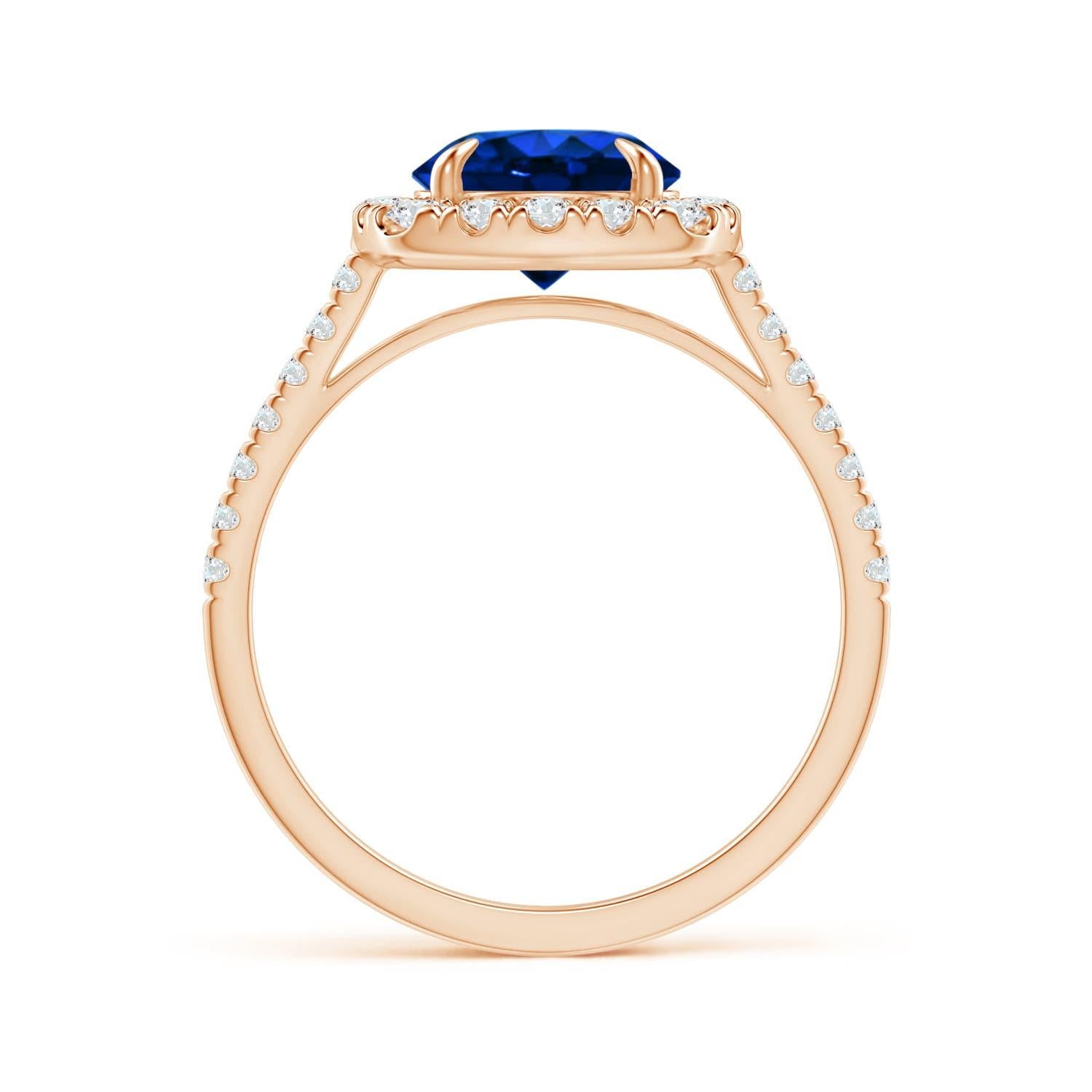 For Sale:  ANGARA GIA Certified Natural Sapphire Classic Cushion Halo Ring in Rose Gold 2