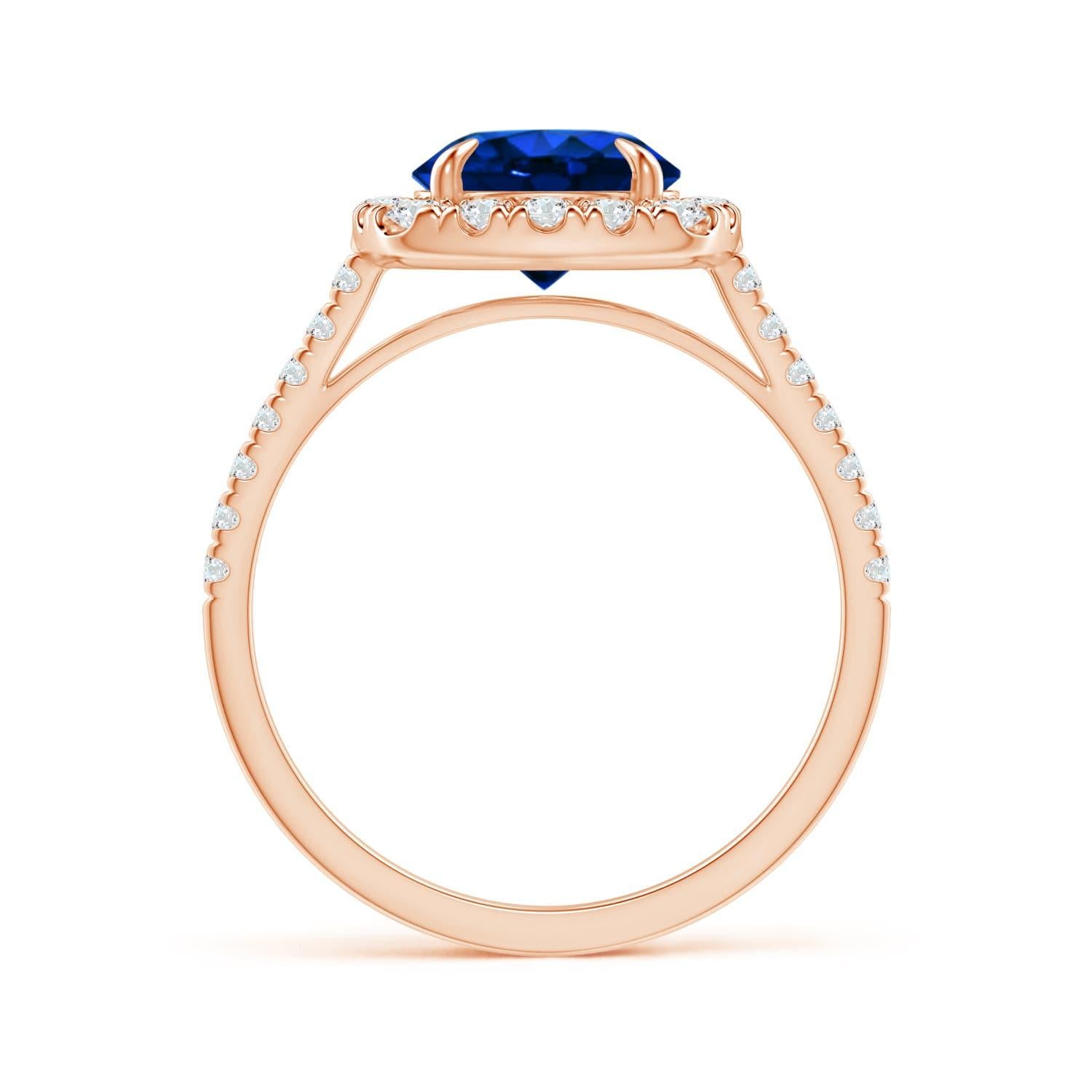 For Sale:  GIA Certified Natural Sapphire Classic Cushion Halo Ring in Rose Gold 2