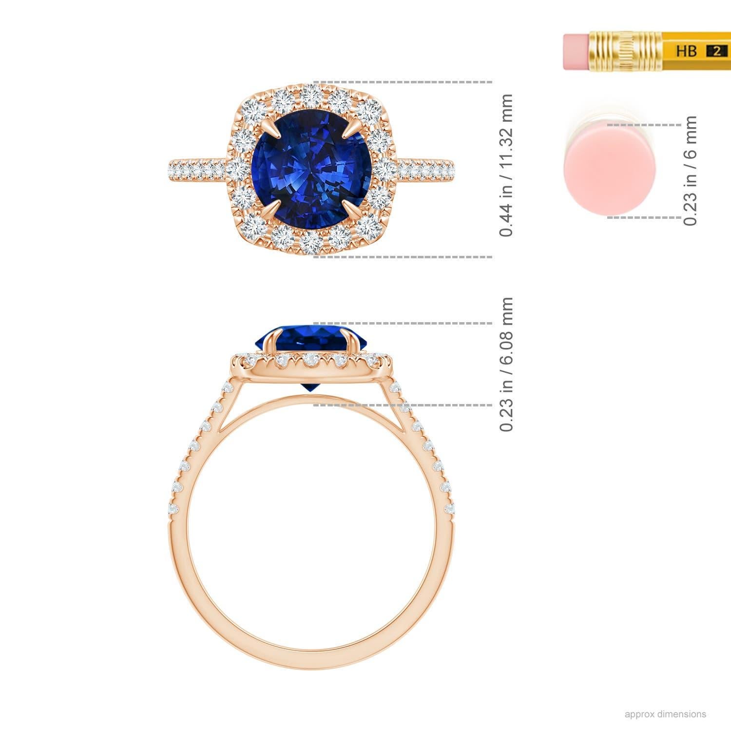 For Sale:  ANGARA GIA Certified Natural Sapphire Classic Cushion Halo Ring in Rose Gold 5