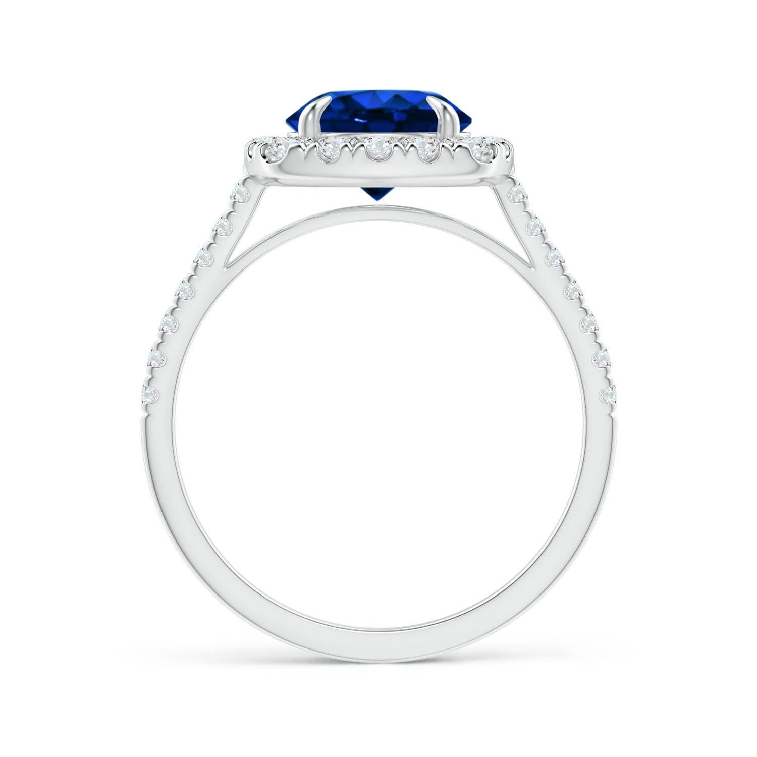 For Sale:  Angara Gia Certified Natural Sapphire Classic Cushion Halo Ring in White Gold 2