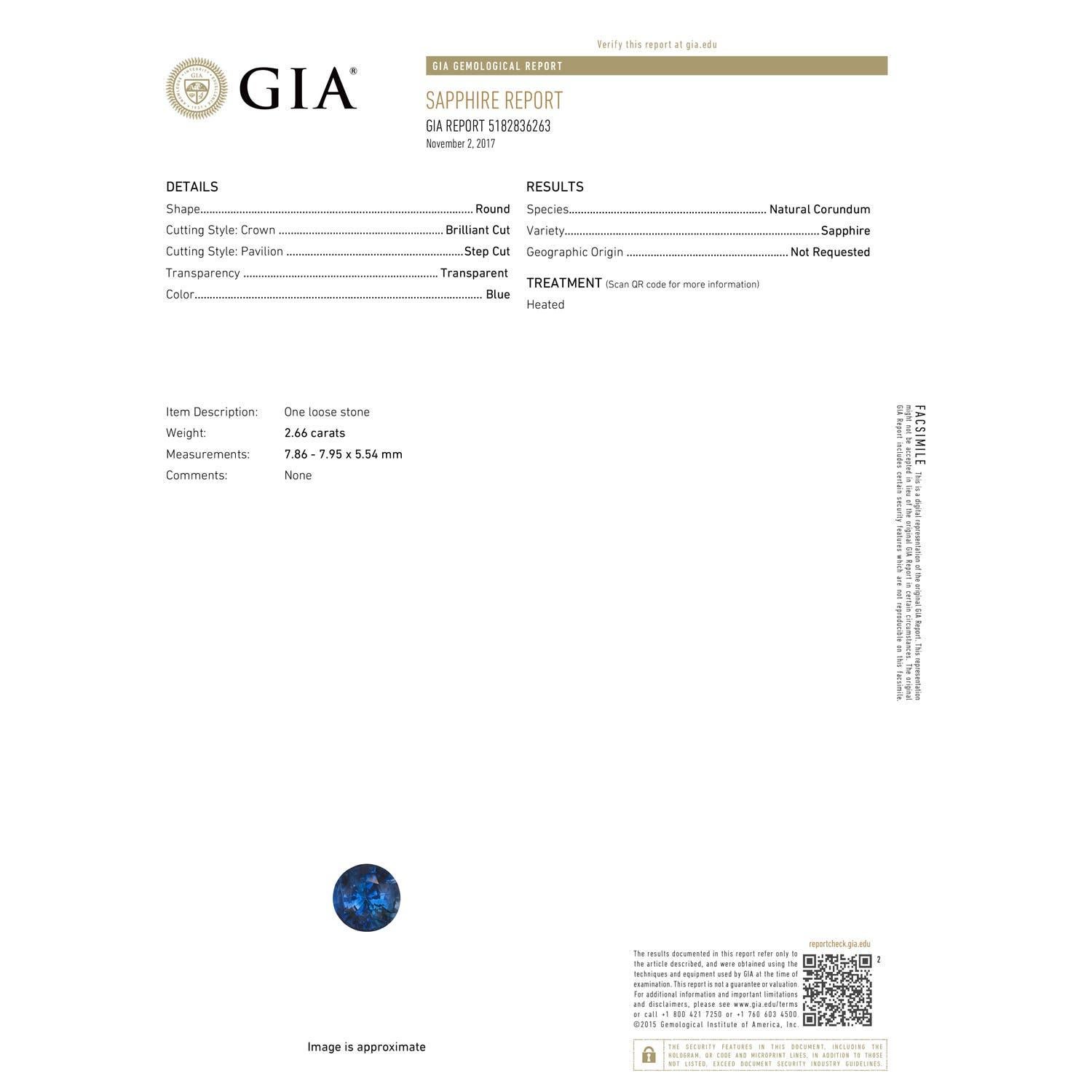 Angara Gia Certified Natural Sapphire Classic Cushion Halo Ring in White Gold 3