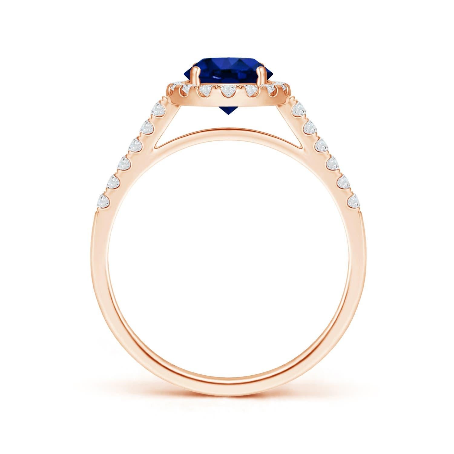 For Sale:  Angara GIA Certified Natural Sapphire & Diamond Halo Ring in Solid Rose Gold 2
