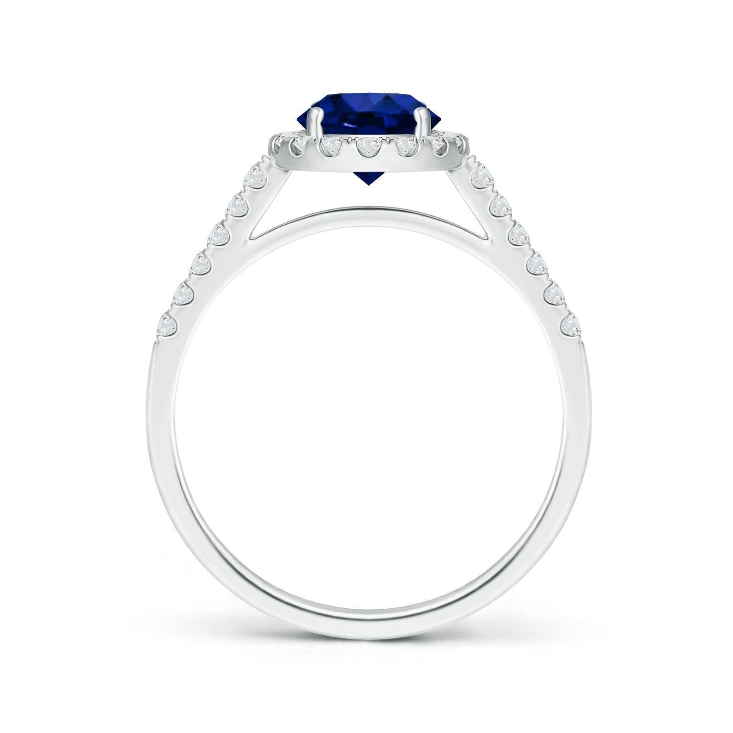 For Sale:  Angara GIA Certified Natural Sapphire & Diamond Halo Ring in Solid White Gold 2