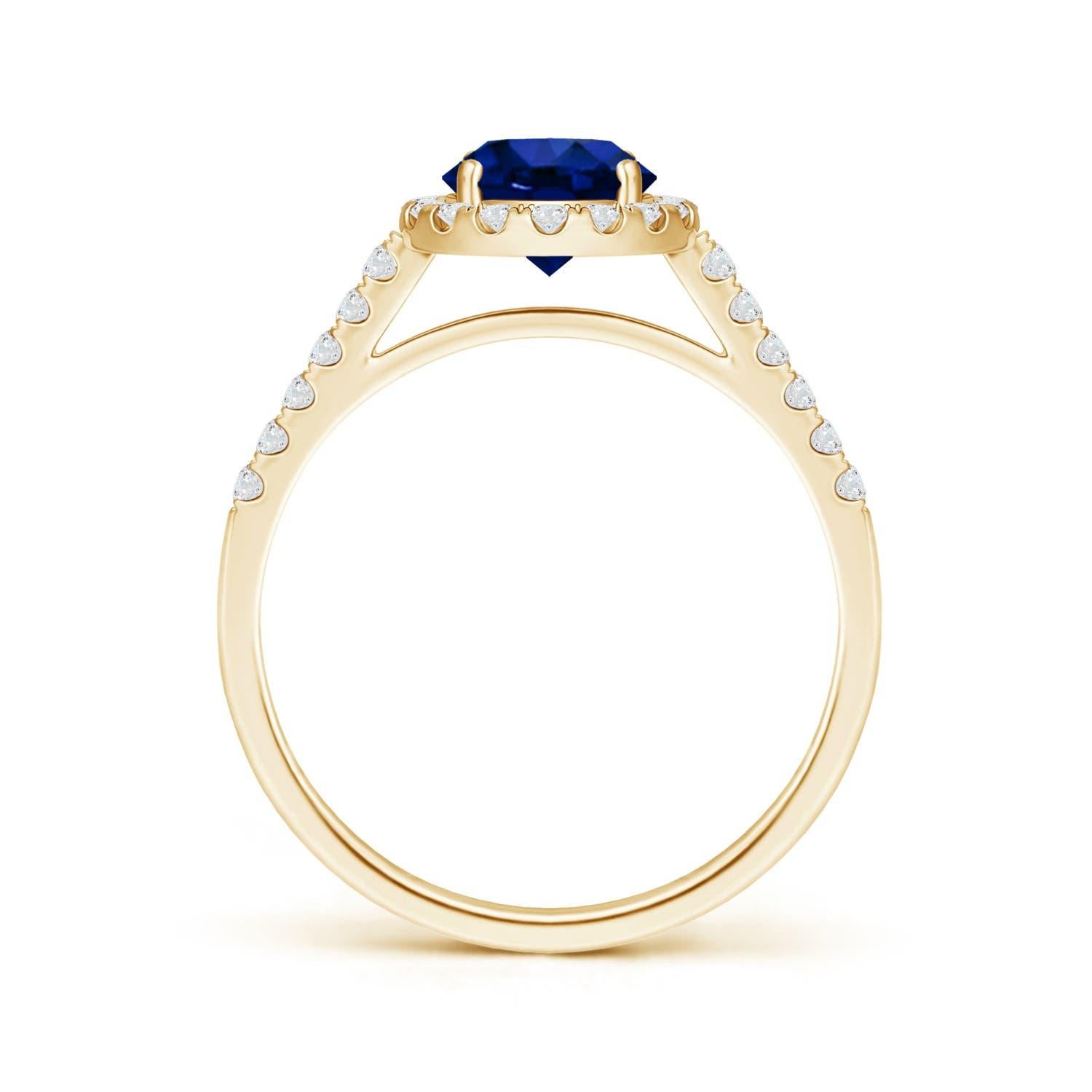 For Sale:  GIA Certified Natural Sapphire & Diamond Halo Ring in Solid Yellow Gold 2