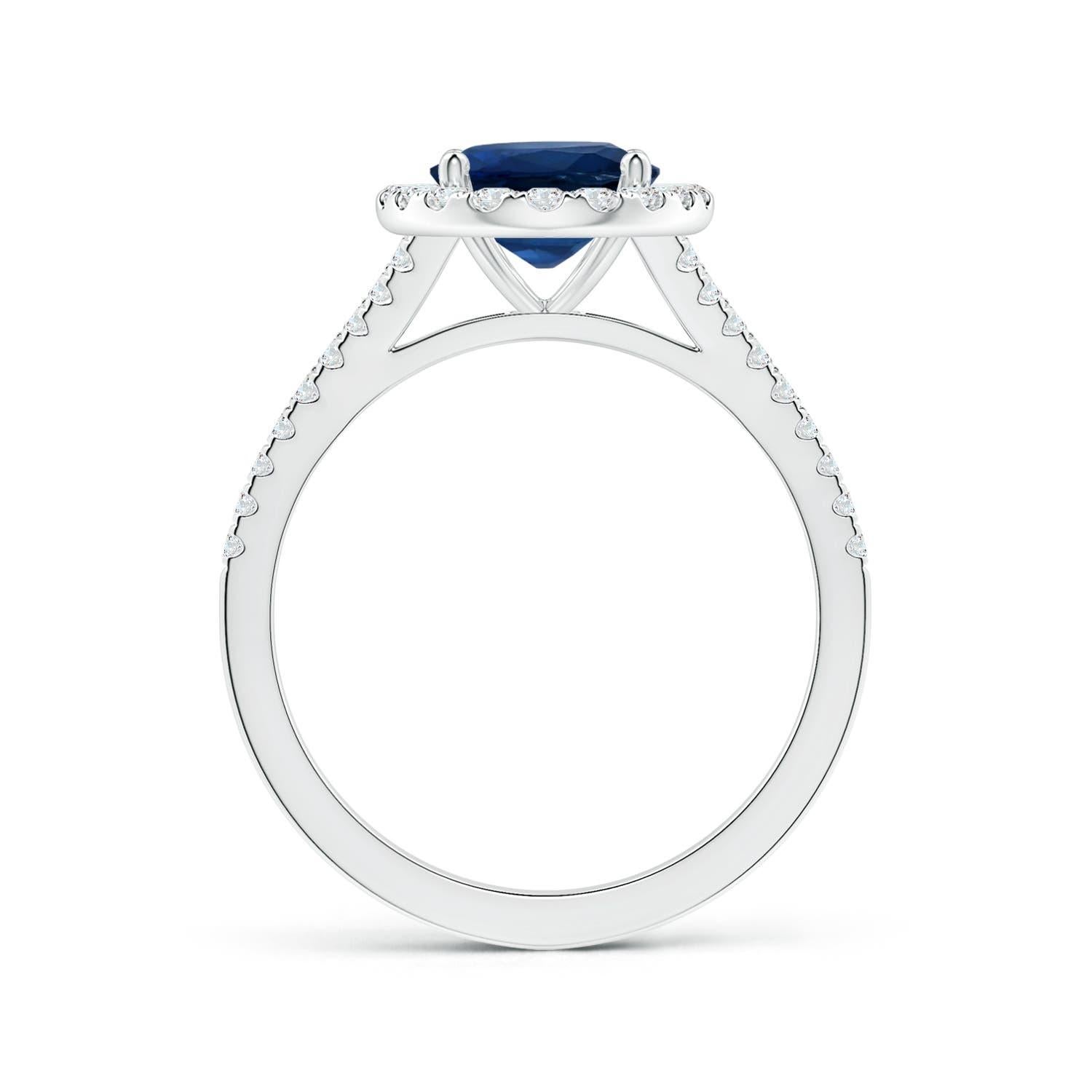 For Sale:  ANGARA GIA Certified Natural Sapphire Diamond Halo Split Shank Ring in Platinum 2