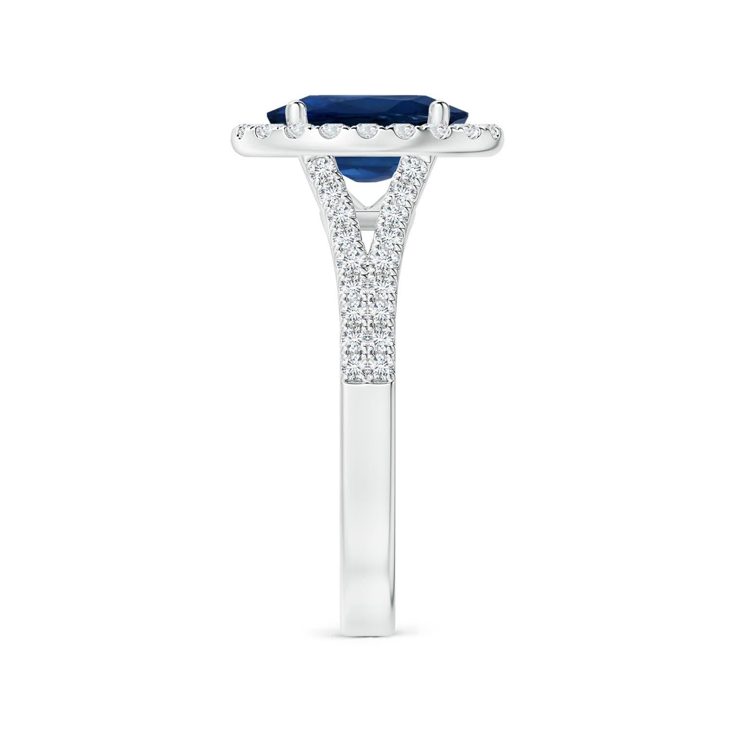 For Sale:  ANGARA GIA Certified Natural Sapphire Diamond Halo Split Shank Ring in Platinum 4