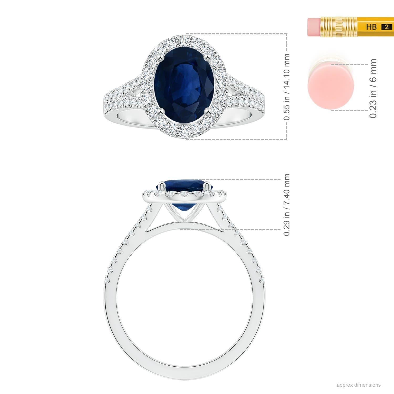For Sale:  ANGARA GIA Certified Natural Sapphire Diamond Halo Split Shank Ring in Platinum 5