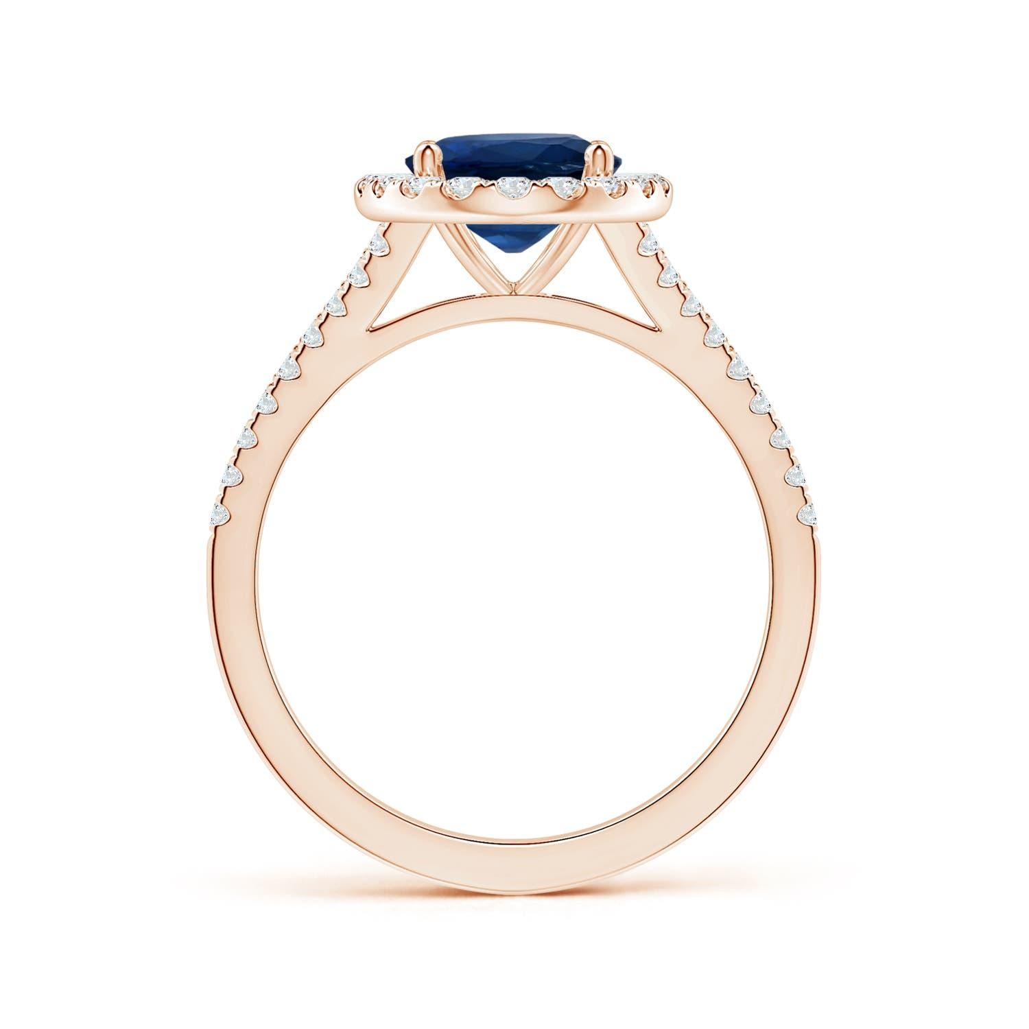 For Sale:  ANGARA GIA Certified Natural Sapphire Diamond Halo Split Shank Rose Gold Ring 2