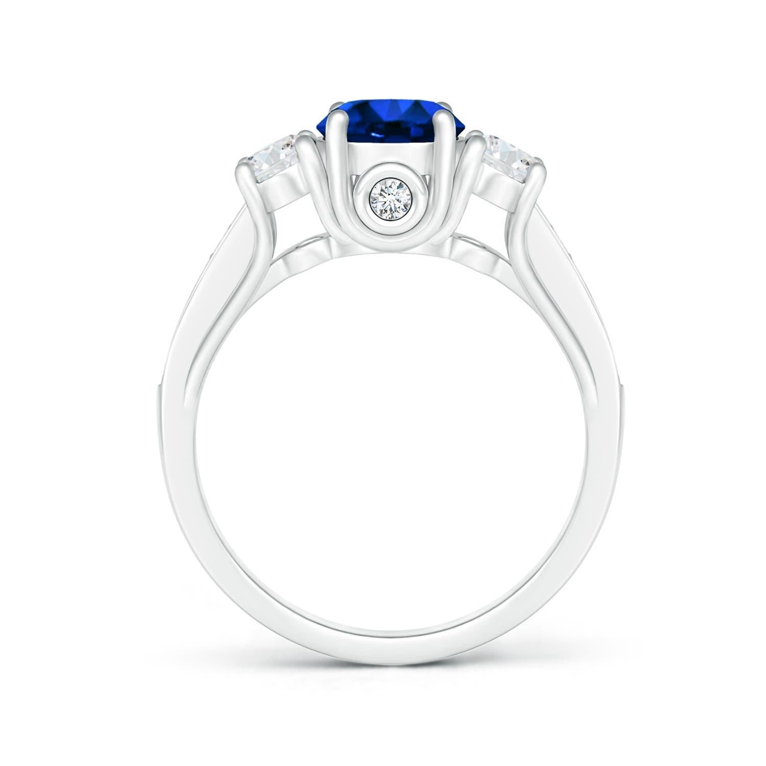 For Sale:  ANGARA GIA Certified Natural Sapphire & Diamond Three Stone White Gold Ring 2